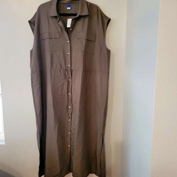 Old Navy Olive Green Button-Down Midi Size XL - Picture 2 of 12